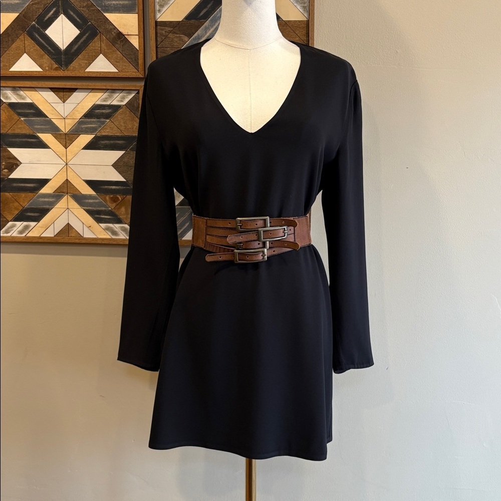 Ralph Lauren Collection Black V-Neck Tunic Top size 6
